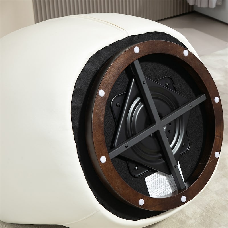 Upholstered Swivel Barrel Armchair with Storage and Metal Base