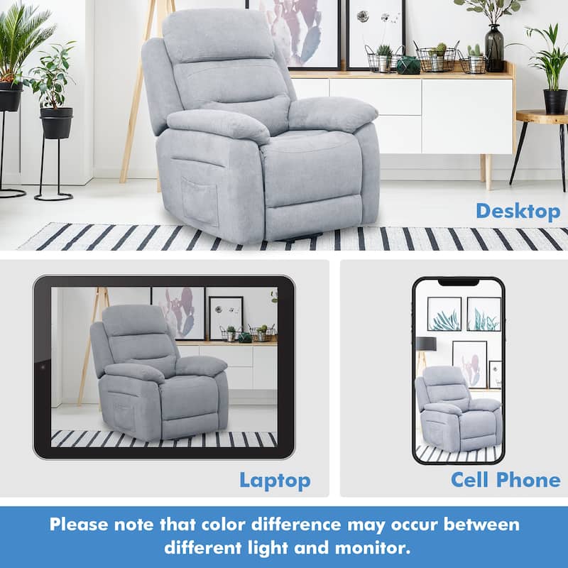 Costway Power Lift Recliner Chair Sofa for Elderly w/ Side Pocket &