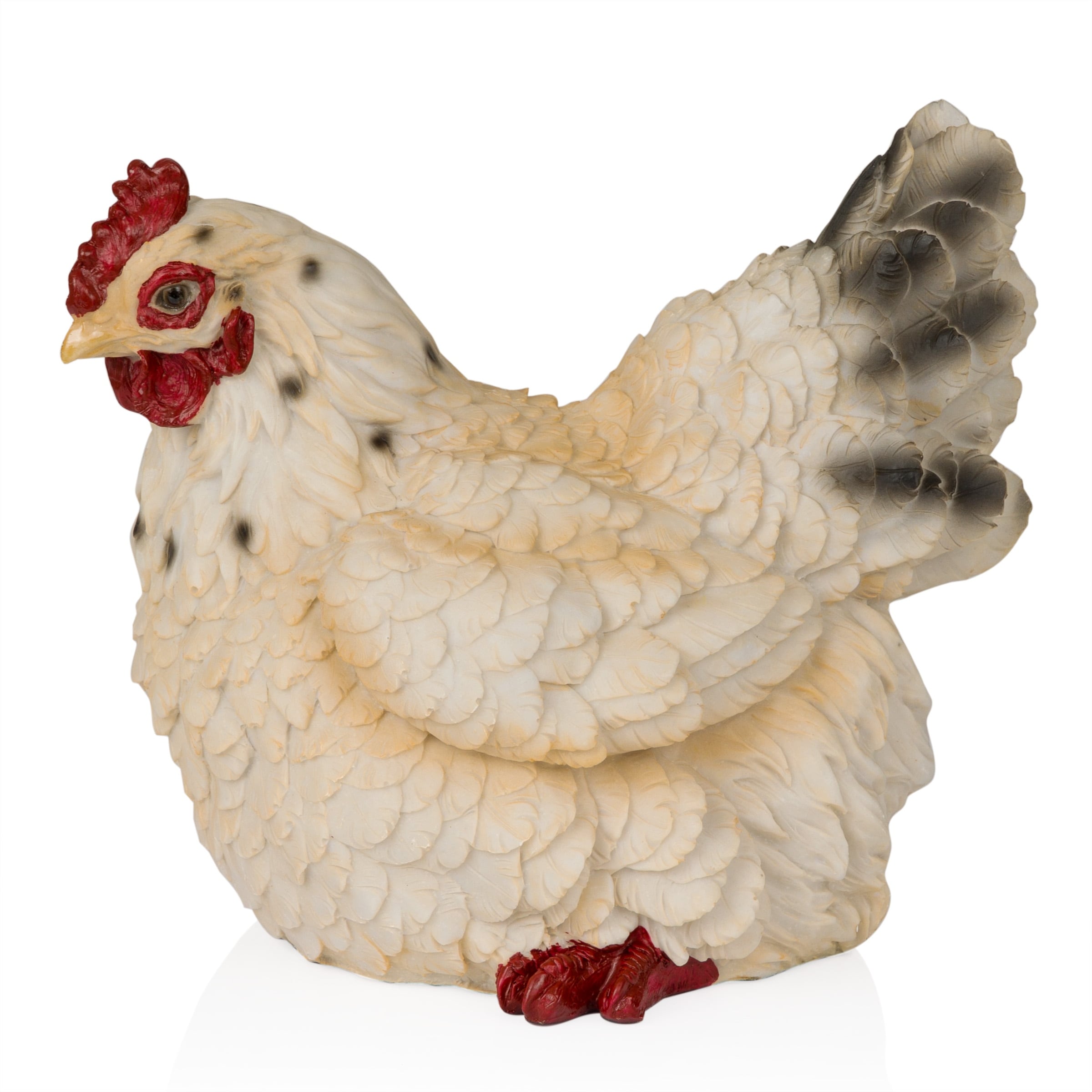 Resin Resting White Hen Statuary