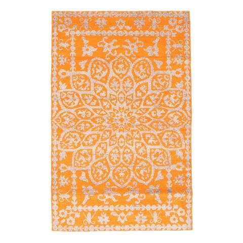 ECARPETGALLERY Hand-knotted La Seda Burnt Orange Rug - 5'0 x 8'0
