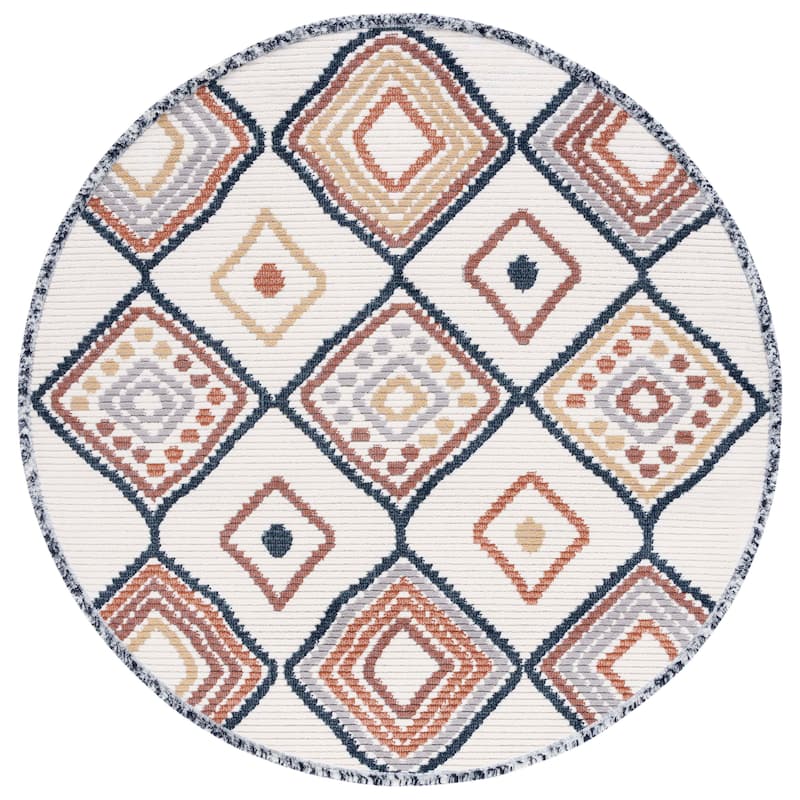 SAFAVIEH Handmade Marrakech Eliis Traditional Rug - 6'7" Round - Ivory/Multi