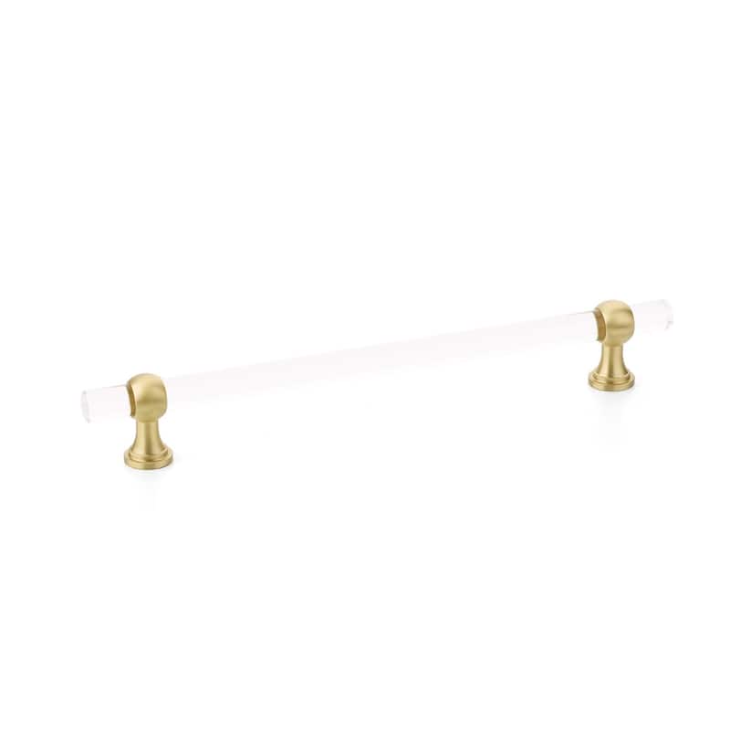 Schaub and Company Lumiere 8" Euro Modern Acrylic Bar Cabinet Handle - Satin Brass