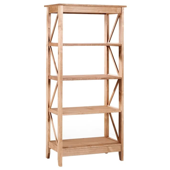 Wood Shelf Unit 5 Tier Corona Gray | Furniture Dash - Antique brown color stain.
