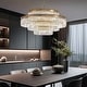 preview thumbnail 4 of 15, 32 in. Drum Modern Crystal Chandelier 4-Tier Gold Brass Kitchen Island Pendant Light for Dining Room