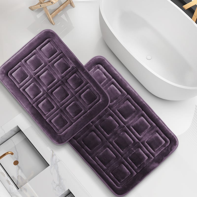 Clara Clark Ultra Soft Non Slip and Absorbent Bath Rug - Waffled Velvet Memory Foam Bath Mat