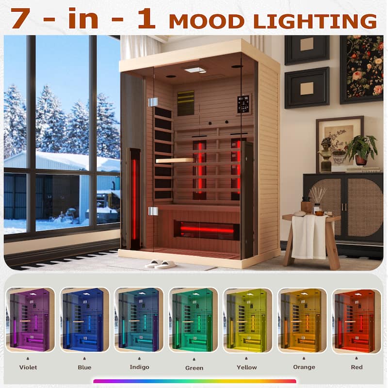 EROMMY up to 3 Person Infrared Sauna with 15-Minute Warm-Up Heater Tube and Carbon Plate