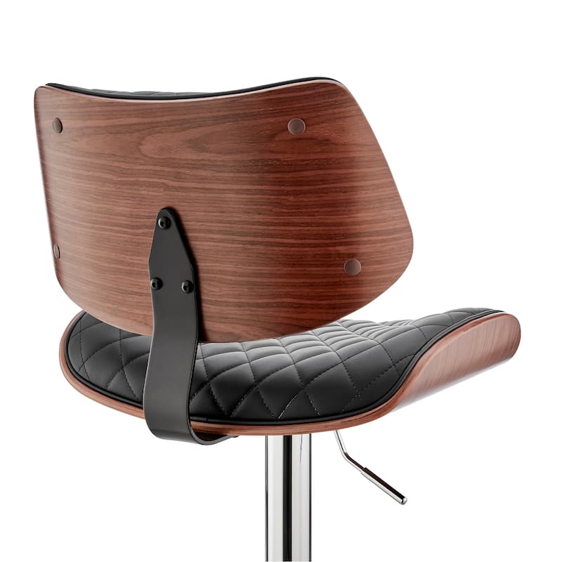 Leland Adjustable Faux Leather and Metal Bar Stool