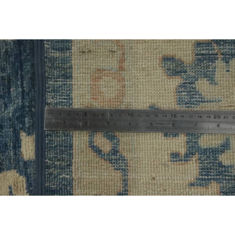 Hand Knotted Oriental 100% Wool Carpet Transitional All-Over Navy Blue & Blues Oushak Area Rug - 9' 9'' X 9' 5''