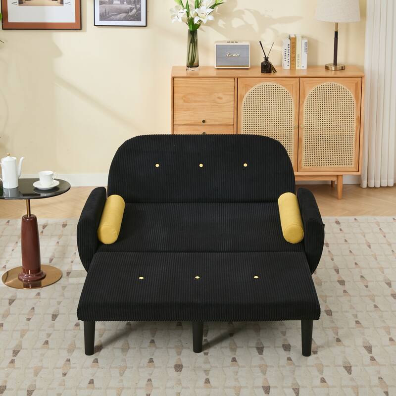 Velvet Sofa Bed, Loveseat with Adjustable Backrest, Sleeper Sofa Daybed with Built-In USB Port