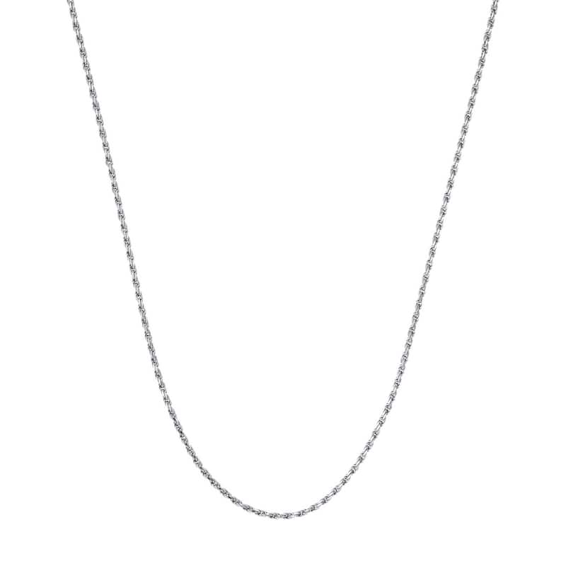 Curata 925 Sterling Silver Rhodium 2.7mm Diamond Cut Rope Chain Necklace