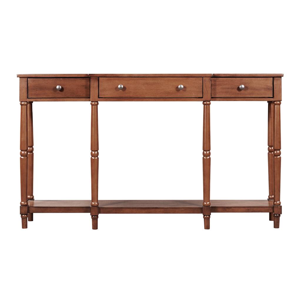 Solid Wood Console Table; Classic Entryway Table - 60.8"