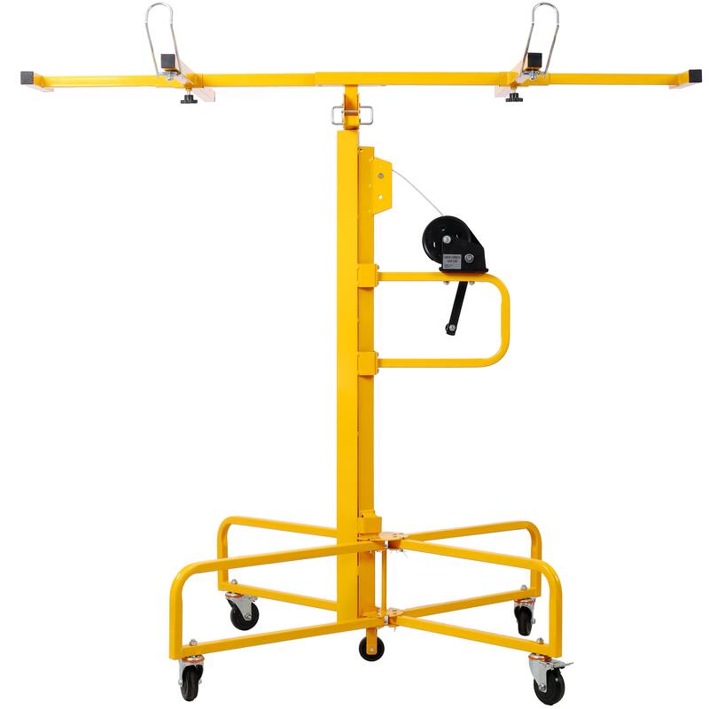 Drywall Lift Panel Hoist Dry Wall Rolling Panel, 13FT Sheetrock Lift Drywall Lift 150LBS Heavy Duty Lifter with 4 Wheels - Yellow