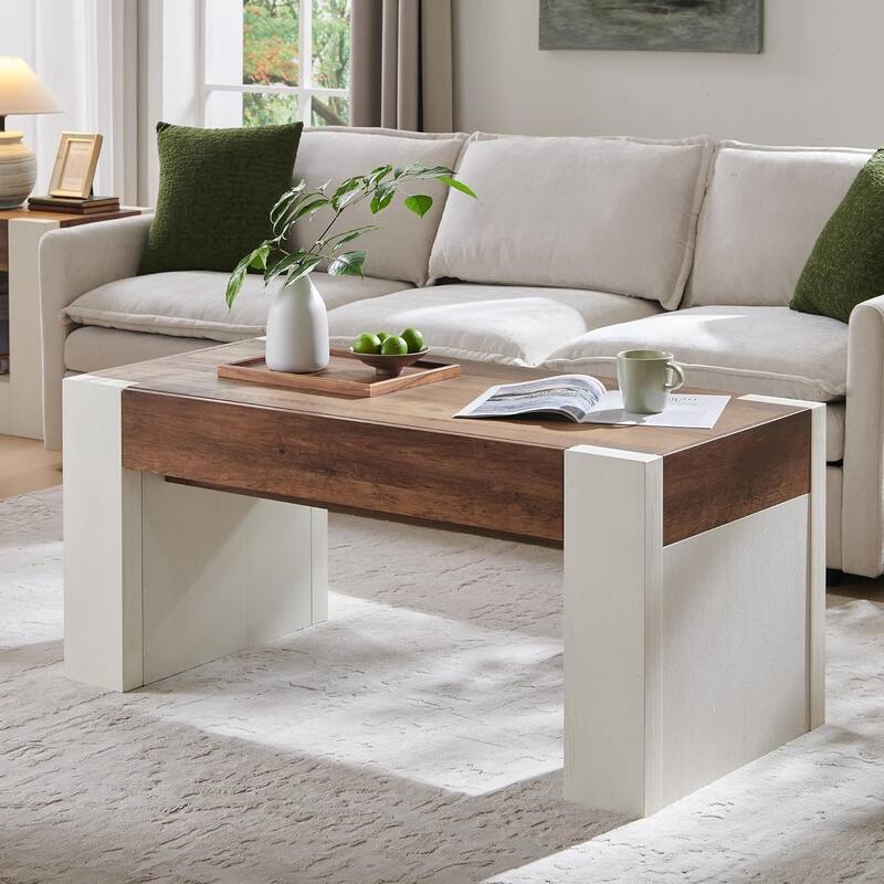 Modern Coffee Table, Wooden Living Room Table w/ Hidden Storage Drawer