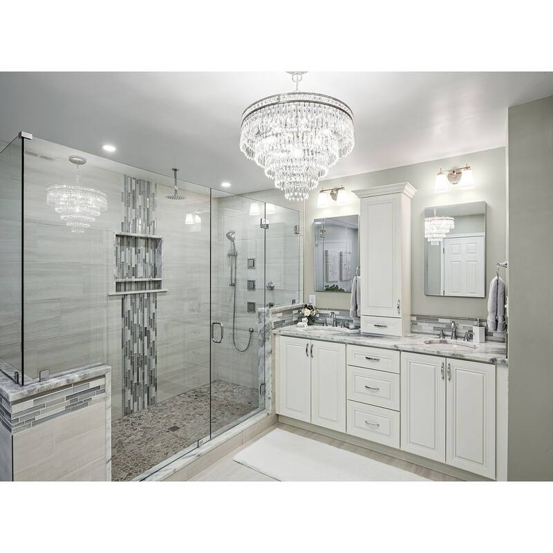 Mercer 7 Light Hand Cut Crystal Silver Convertible Chandelier - 20'' W x 23.25'' H