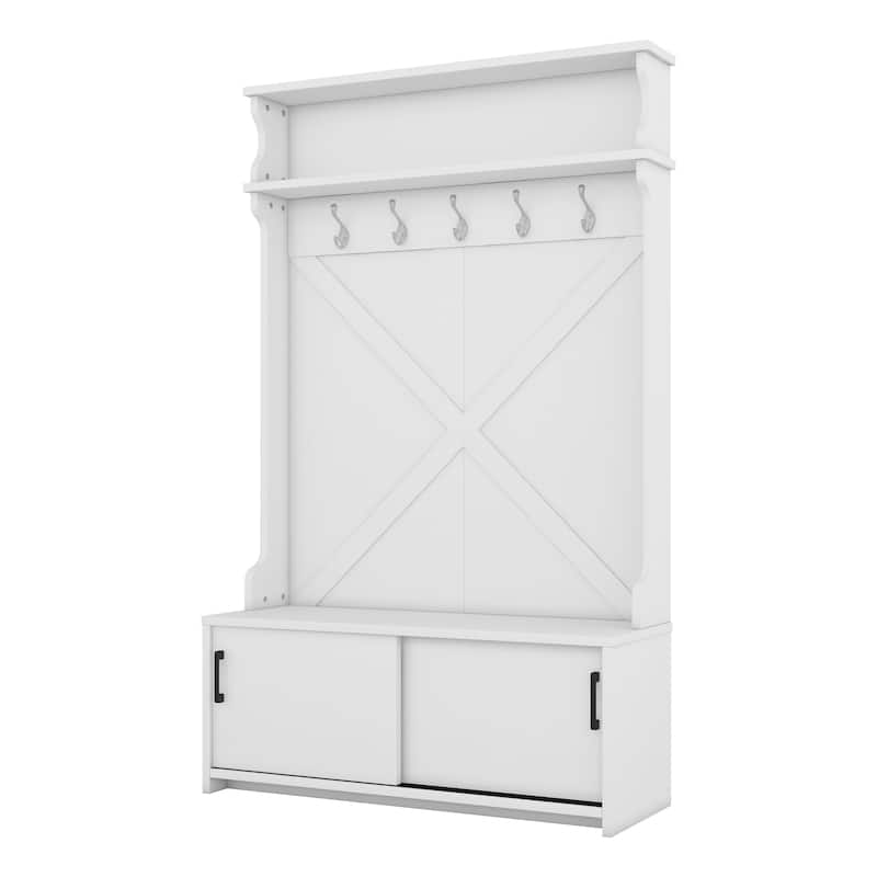 74.8'' Modern Entryway Hall Tree - Shoe Cabinet with Sliding Doors and Coat Rack