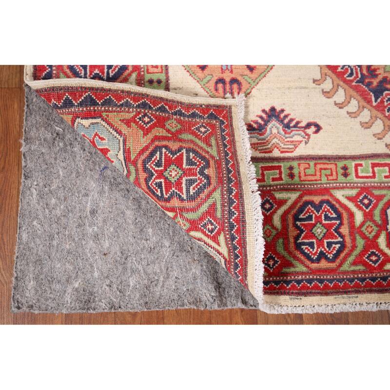Beige Kazak Oriental Area Rug Handmade Traditional Wool Carpet - 4'10" x 5'9"