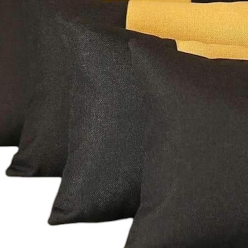 HomeRoots Set of Four 12" X 20" Black And Yellow Lumbar Throw Pillows
