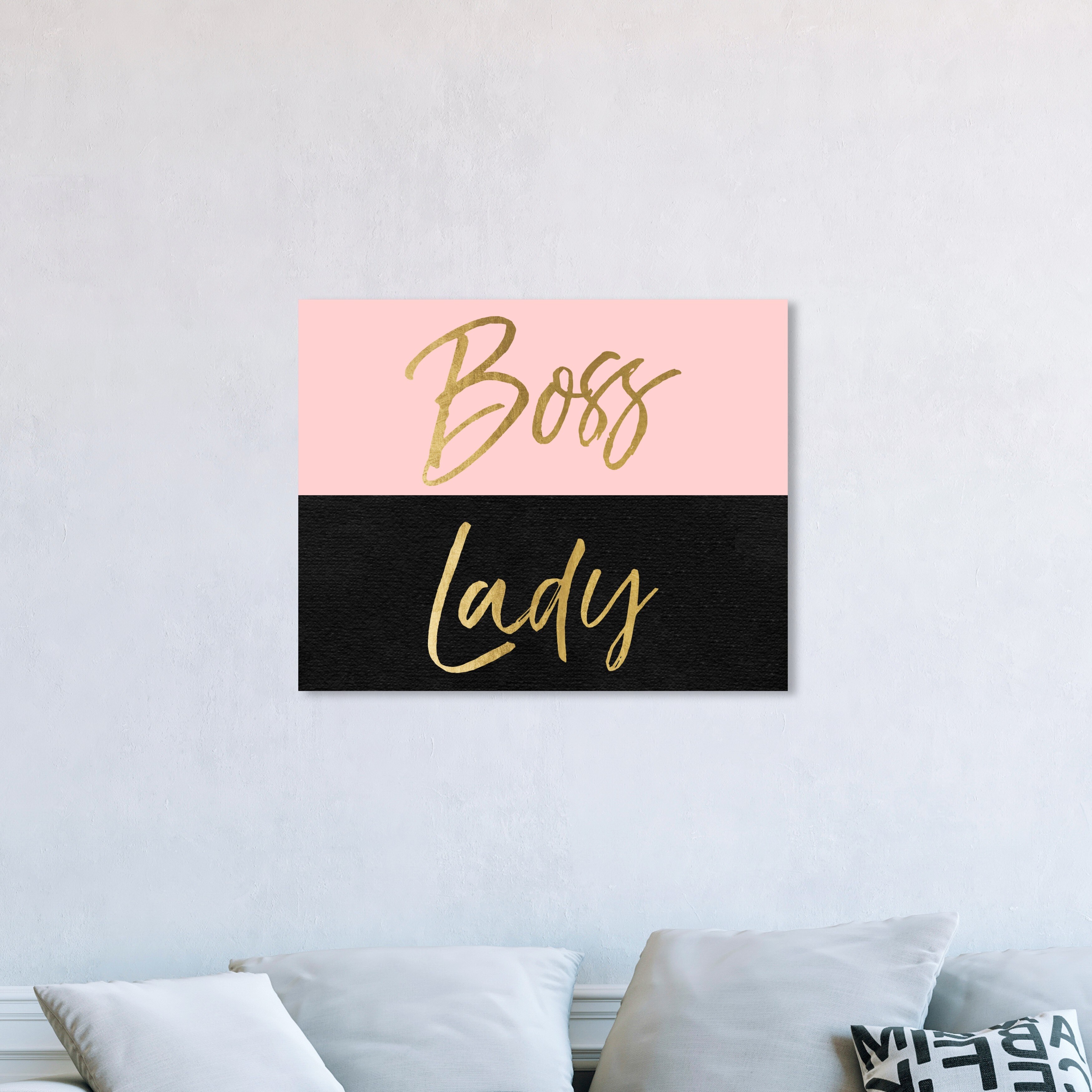 Oliver Gal 'Boss Lady Pink and Gold' Typography and Quotes Wall Art Canvas  Print Beauty Quotes and Sayings - Pink, Black
