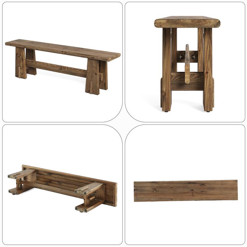 59-Inch Solid Wood Bench with Sturdy Frame