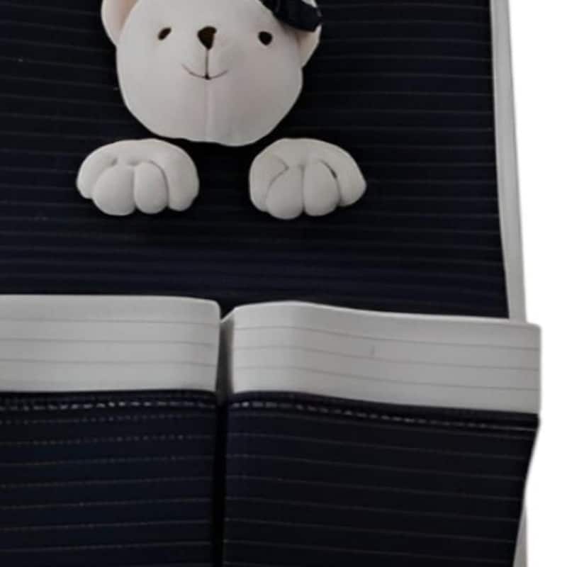 HomeRoots Set of Two Black And White Teddy Bear Three Pocket Fabric Wall Hanger