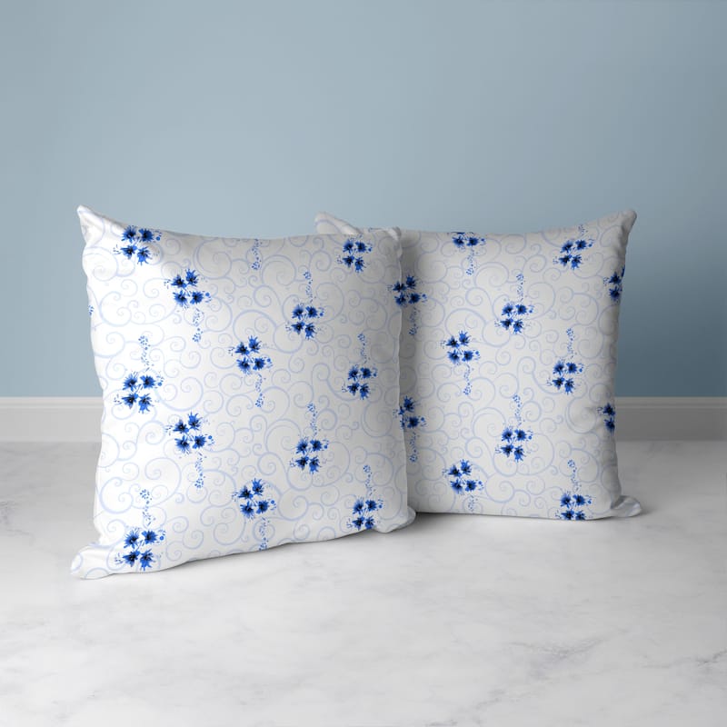 Orchid Artistry Faux Suede Reversible Throw Pillow White and Blue