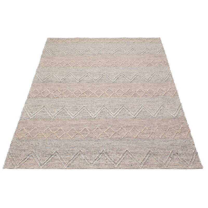 ECARPETGALLERY Braid weave Sienna Grey Wool Rug - 6'1 x 8'10