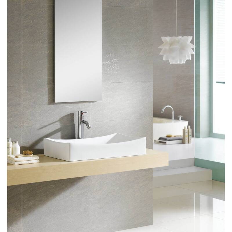 Fine Fixtures Vitreous China Sloping Rectangular White Vessel Sink
