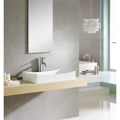Fine Fixtures Vitreous China Sloping Rectangular White Vessel Sink