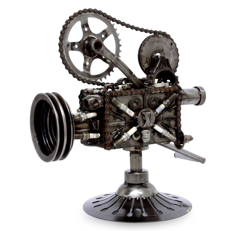 Handmade Rustic Film Projector Auto Parts Sculpture (Mexico)
