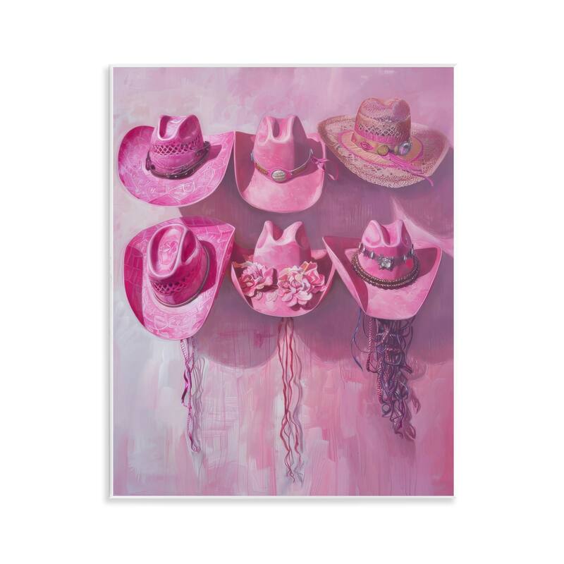 Stupell Hanging Pink Cowgirl Hats Wall Plaque Art Design By LSR Design Studio - 11 x 14