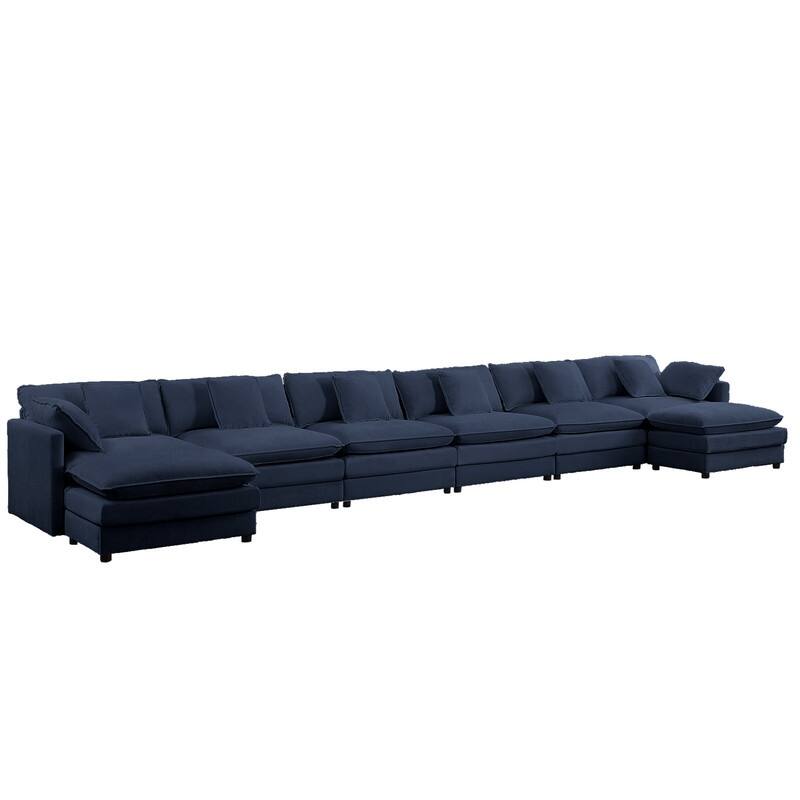 Mixoy 217''U-Shaped Modular Sectional Sofa,8-Seater Cloud Couch with Ottoman and Cushions,Sleeper Deep Seat Couches - 6+2