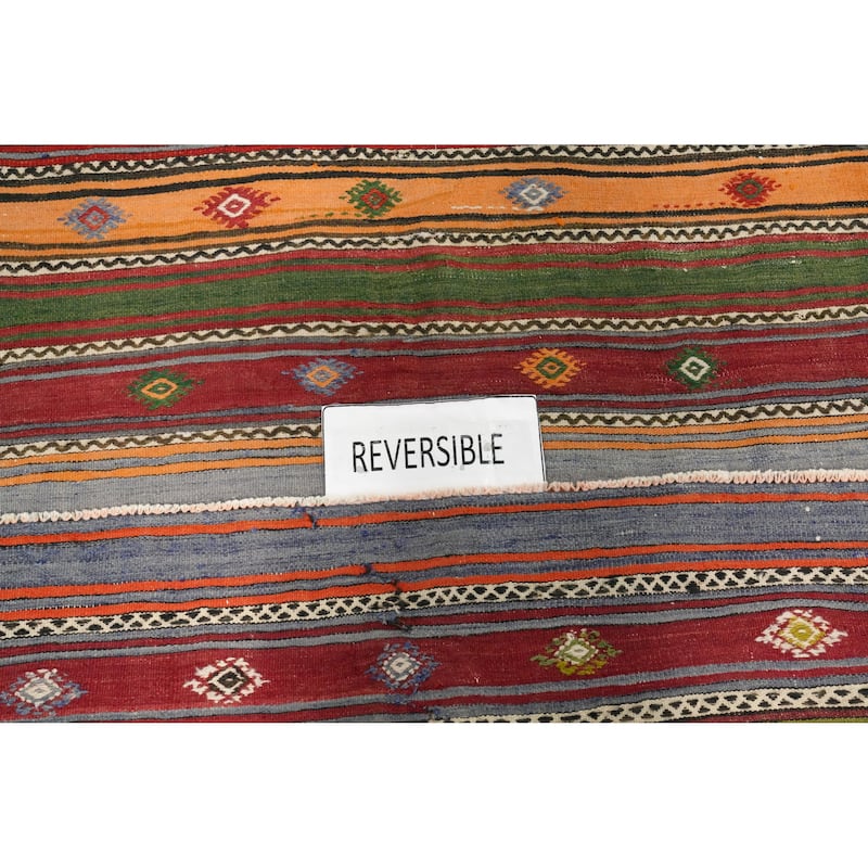 Hand Woven Oriental 100% Wool Carpet Southwestern Tribal Multi-Colored Kilim Area Rug - 7' 2'' X 4' 11''