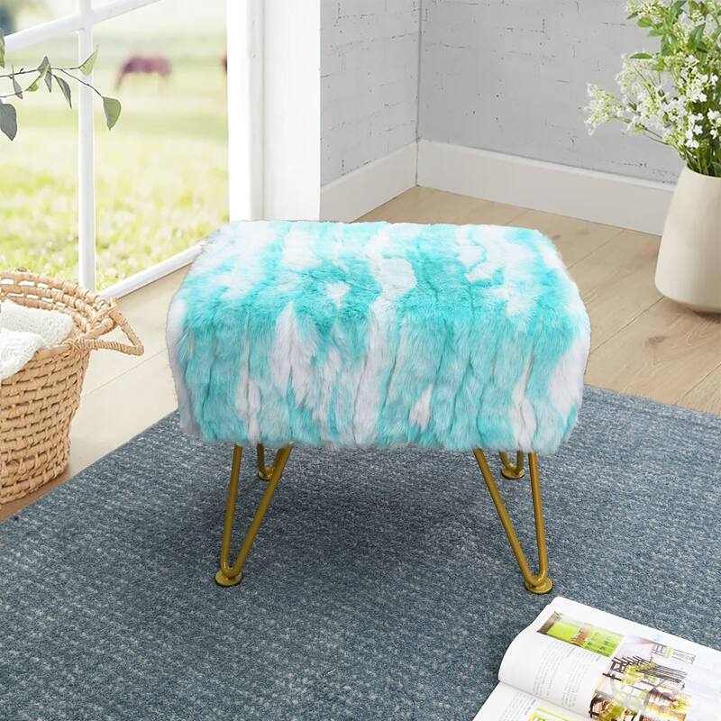 Home Soft Things Soft Fauxfur Ottoman Fuzzy Entryway Bench Seat