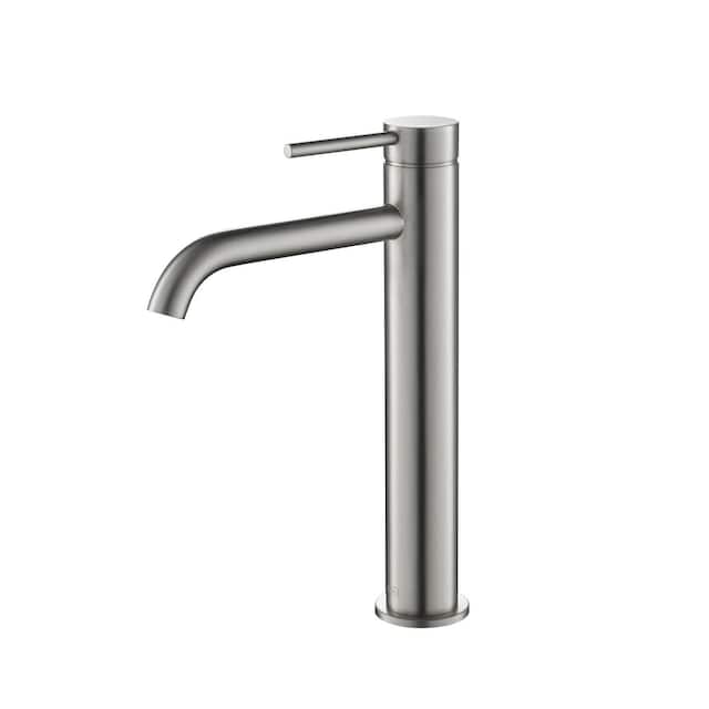 Luxury Solid Brass Single Hole Bathroom Vessel Sink Faucet - Brushed Nickel