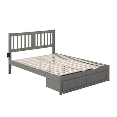 Bed with Foot Drawer & USB Charger - Grey - 80x60x38 - Storage Bed