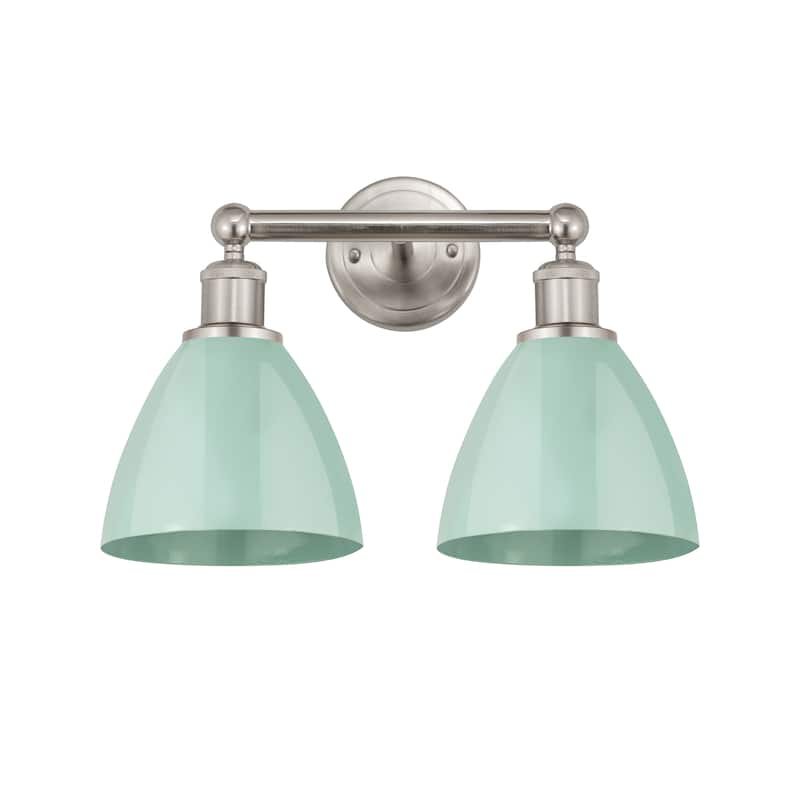 Innovations Lighting Plymouth Dome - 2 Light 17" Bath Vanity Light - Seafoam/Satin Nickel
