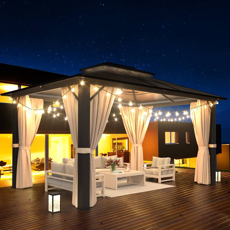 10×12FT Double layer Gazebo Outdoor Double Roof