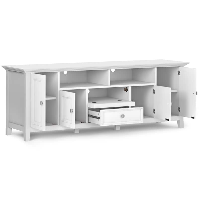 WYNDENHALL Halifax 72 inch Wide Solid Wood Transitional TV Stand - 72"w x 19"d x 26" h