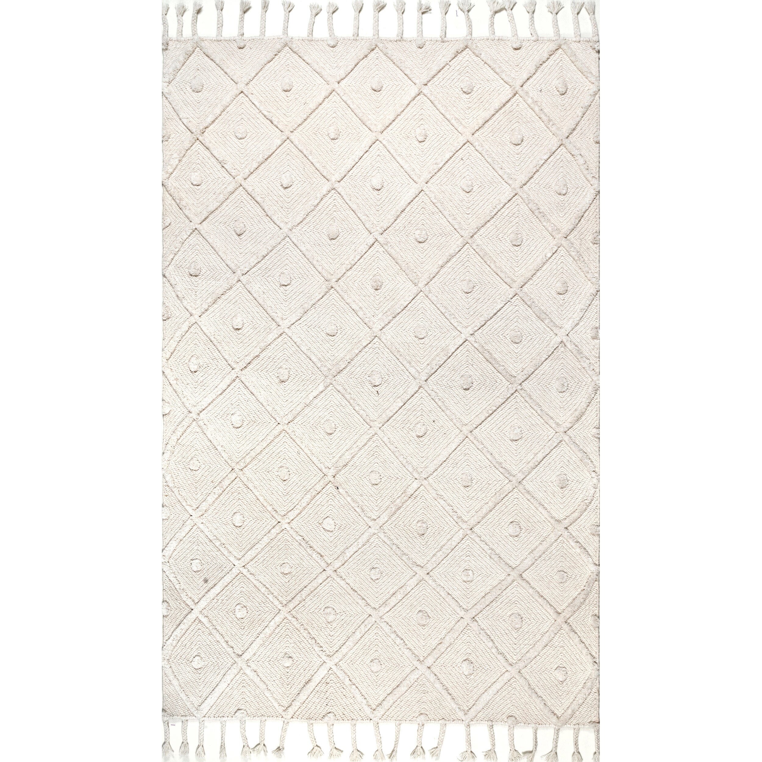 Shop Carson Carrington Broager Ivory Handmade Diamond Trellis Tassel Area Rug On Sale Overstock 22398397