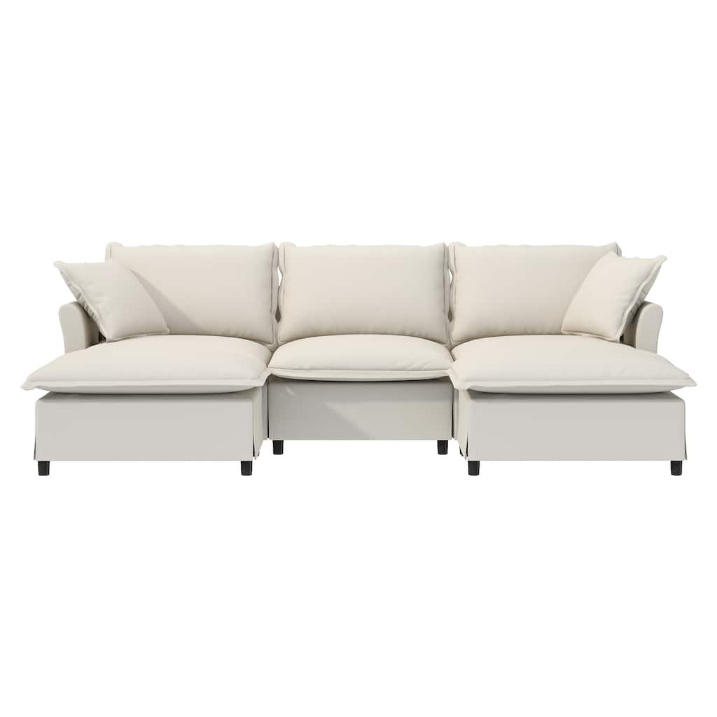 Chenille Sectional Sofa,Modular Cloud Sleeper Couch Set with Pillows