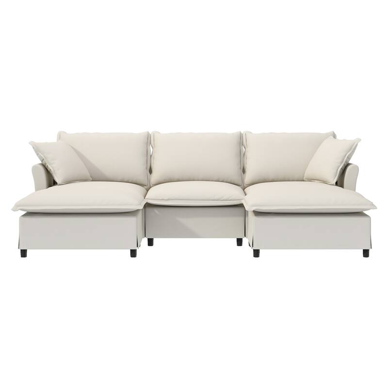 DIY Free Combination Sofa Set with Throw Pillows, Chenille Modular Sectional Sofa for Livingroom Upholstered Cloud Couch