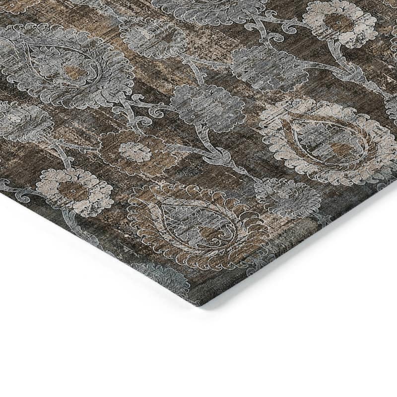 Machine Washable Indoor/ Outdoor Chantille Traditional Floral Rug