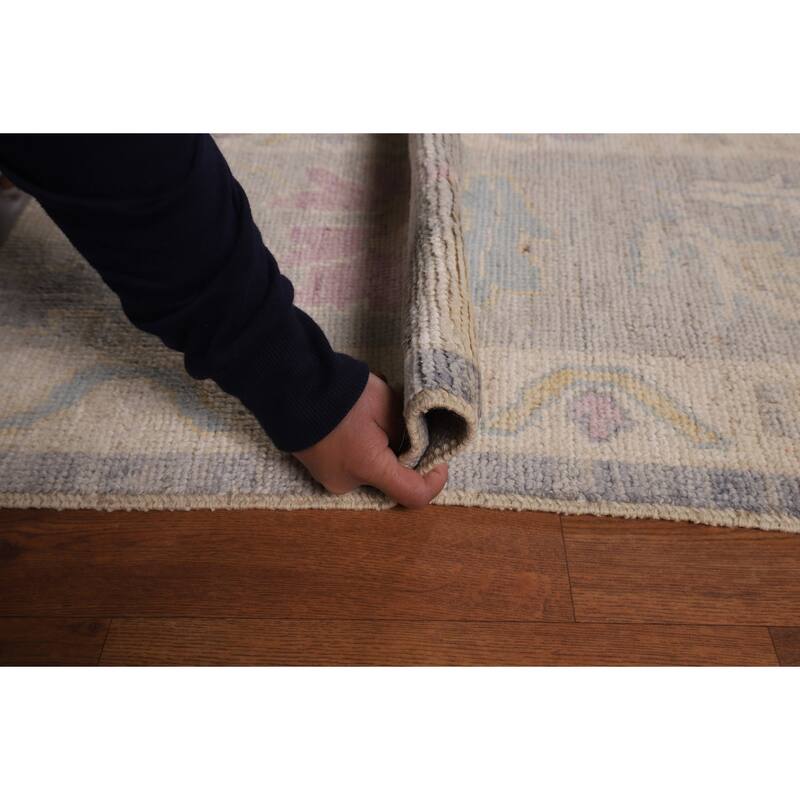 Vegetable Dye Gray Oushak Turkish Area Rug Handmade Wool Carpet - 9'3"x 12'6"