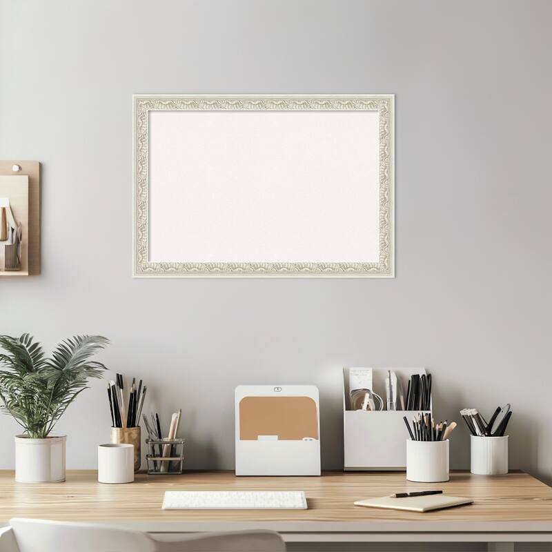 Bethany Silver Wood Framed Cork Board - Bulletin Board, Organization Board, Pin Board