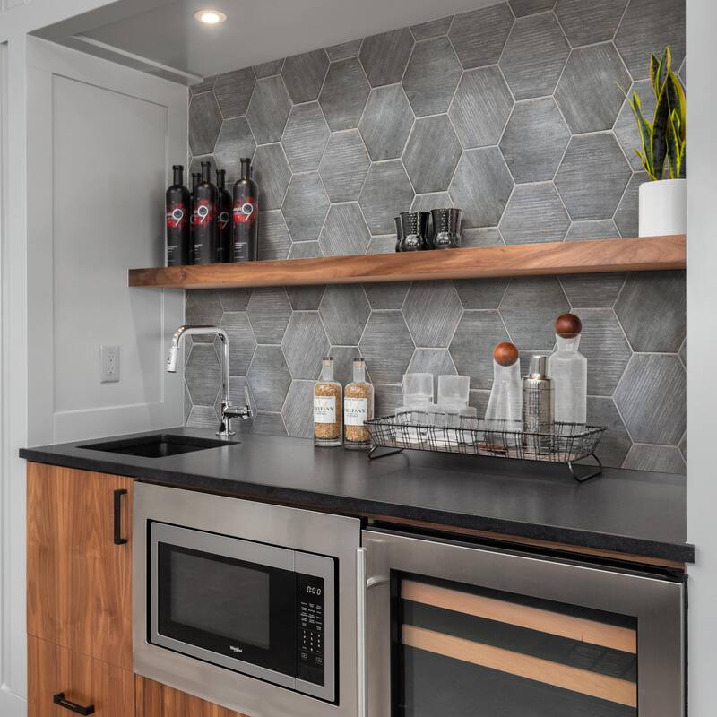 Merola Tile Retro Mini Hex Cendra 7" x 8" Porcelain Floor and Wall Tile - Sample swatch