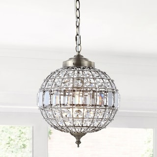 Juliette Crystal/Metal LED Pendant Pendant, Antique Brass by JONATHAN Y