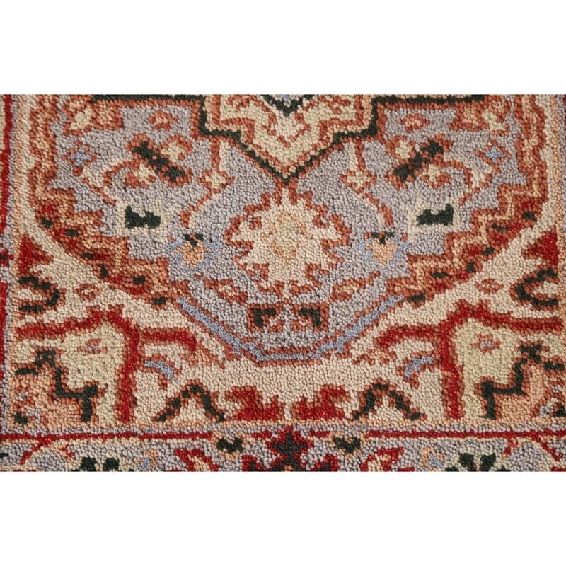 Geometric Grey Heriz Serapi Indian Rug Hand-Knotted Wool Carpet - 2'0"x 3'0"