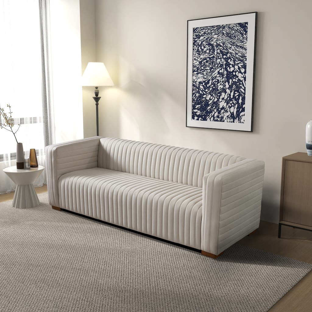 Ella Mid Century Modern Style Velvet Living Room Couch