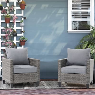 Patio 2 Pieces Wicker Single Chairs with Cushions