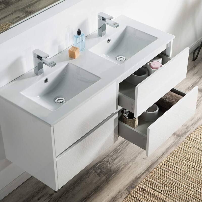 Blossom Valencia 48" Wall Mounted Double Sink Floating Bathroom Vanity